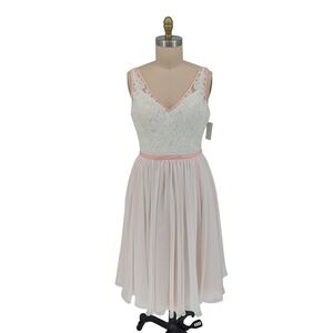 11496 Carrafina Lace Chiffon A Line Dress White Size 12 bridal wedding bride